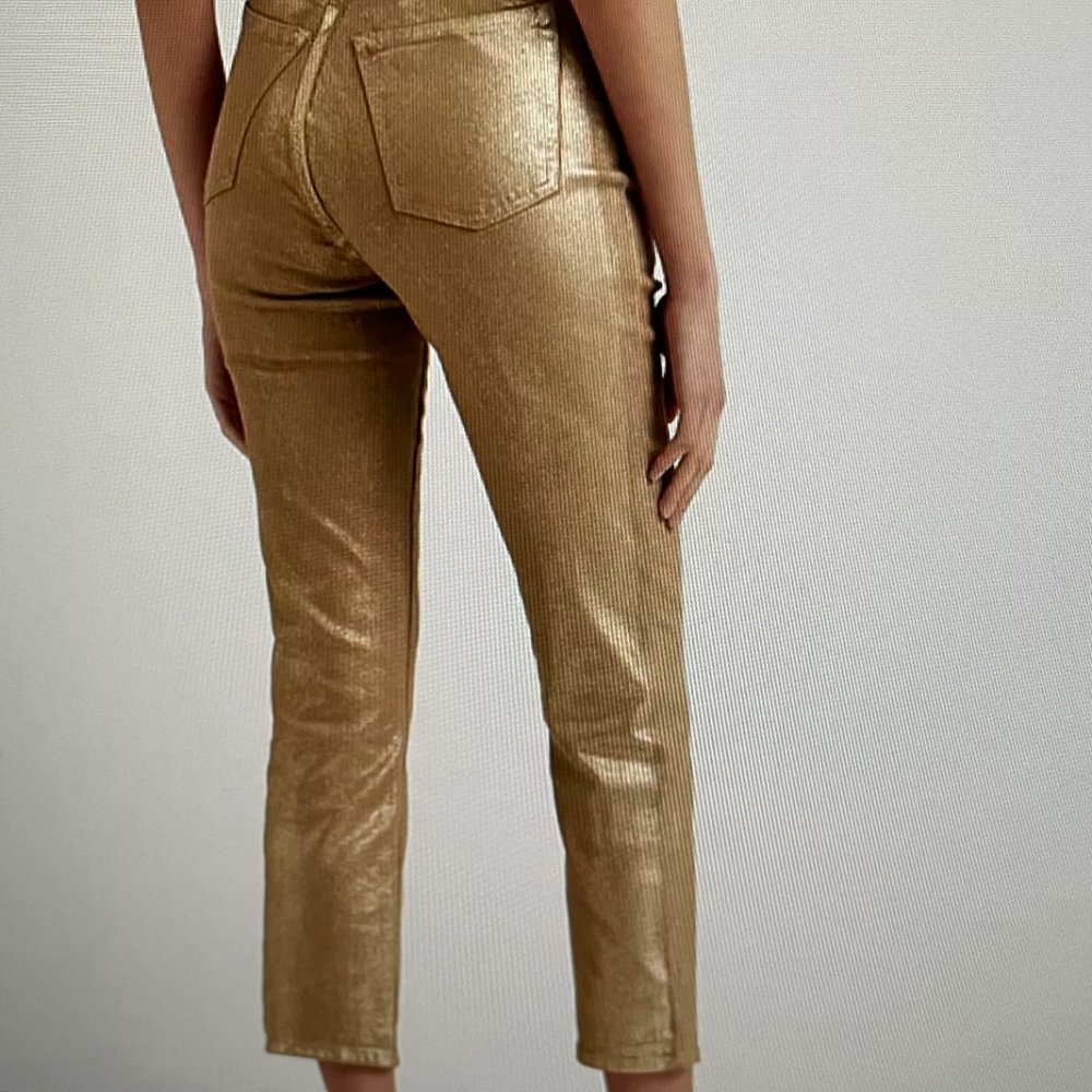 NWT Ralph Lauren Women High Rise Ankle Straight Jeans Belle Wash Gold Size 8P